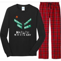 Harlem New York City Street Sign Long Sleeve Pajama Set