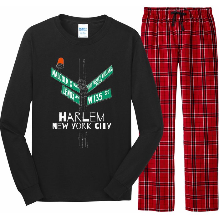 Harlem New York City Street Sign Long Sleeve Pajama Set