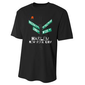 Harlem New York City Street Sign Performance Sprint T-Shirt