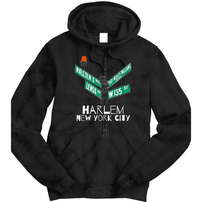 Harlem New York City Street Sign Tie Dye Hoodie