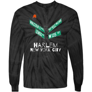 Harlem New York City Street Sign Tie-Dye Long Sleeve Shirt