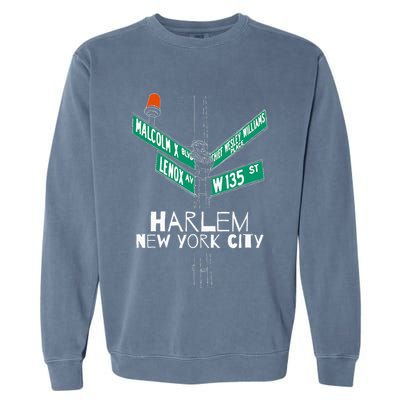 Harlem New York City Street Sign Garment-Dyed Sweatshirt