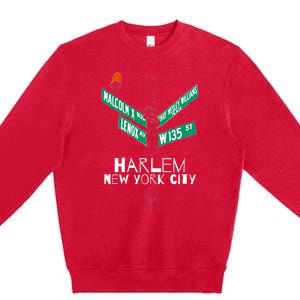 Harlem New York City Street Sign Premium Crewneck Sweatshirt