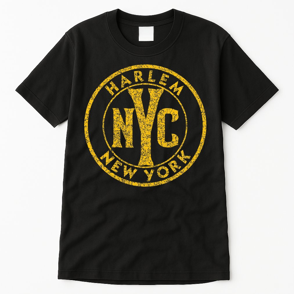 Harlem New York Nyc Circle Sign Distressed Amber Print Tall T-Shirt