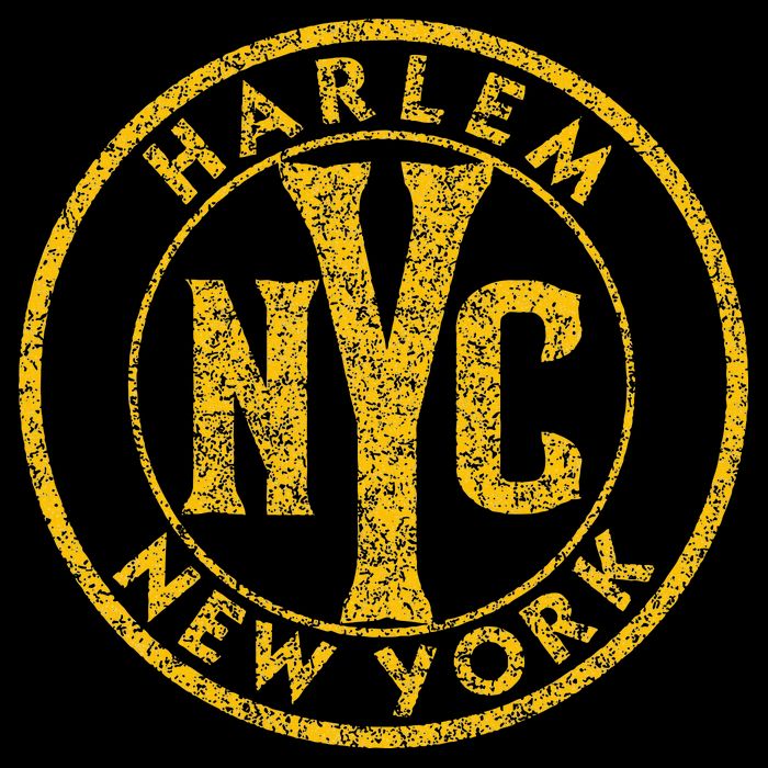 Harlem New York Nyc Circle Sign Distressed Amber Print Sustainable Bucket Hat