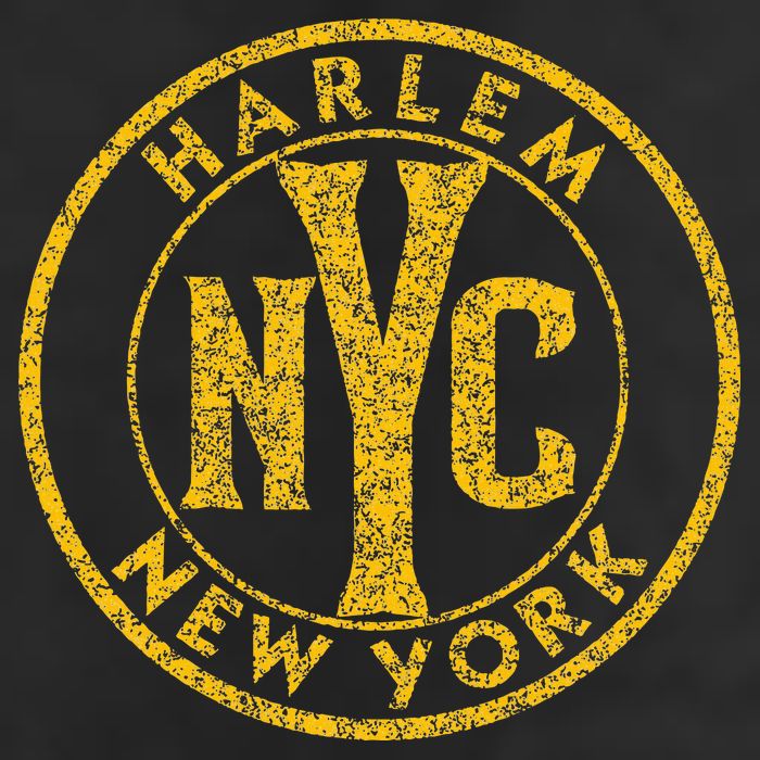 Harlem New York Nyc Circle Sign Distressed Amber Print Beanie