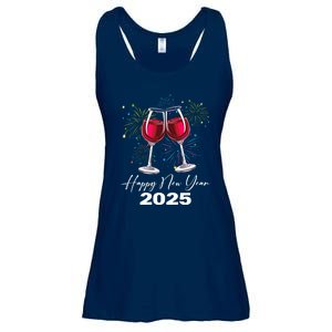 Happy New Year 2025 Wine Glass Fireworks New Years Eve Party Gift Ladies Essential Flowy Tank