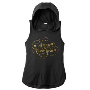 Happy New Years Golden Logo Ladies PosiCharge Tri-Blend Wicking Draft Hoodie Tank