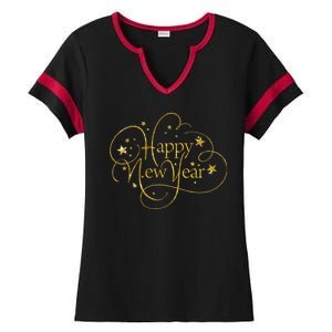 Happy New Years Golden Logo Ladies Halftime Notch Neck Tee