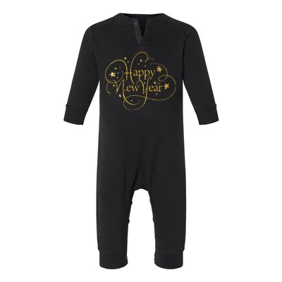 Happy New Years Golden Logo Infant Fleece One Piece