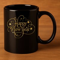 Happy New Years Golden Logo 11oz C Handle Ceramic Mug
