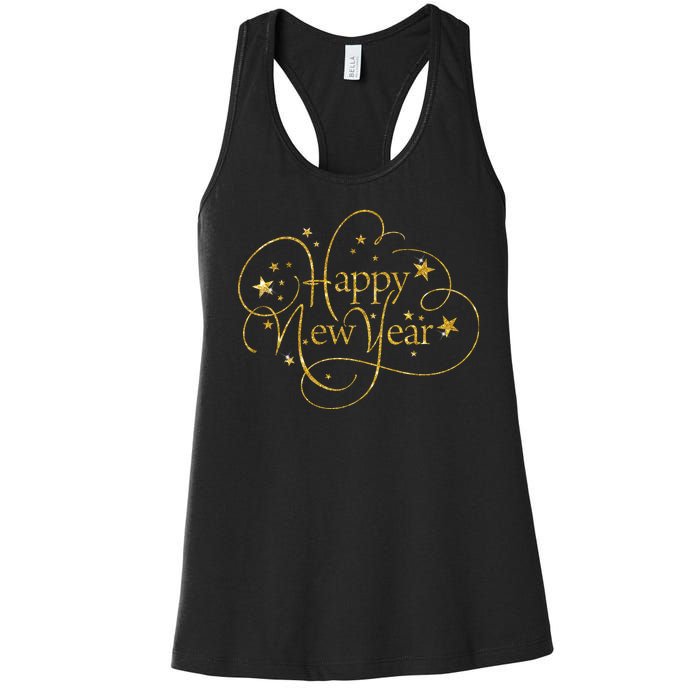 Happy New Years Golden Logo Women's Racerback Tank