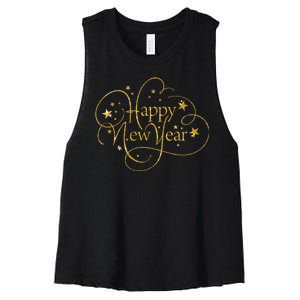 Happy New Years Golden Logo Women's Racerback Cropped Tank