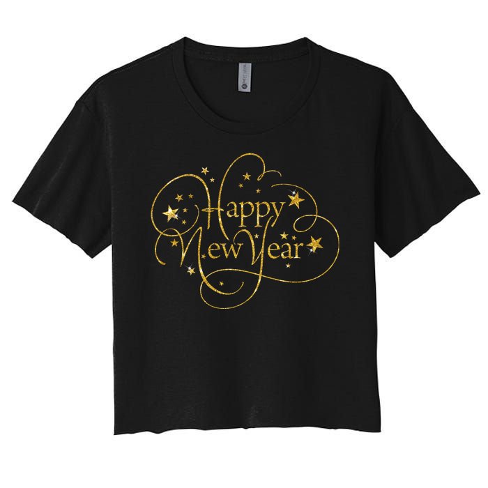 Happy New Years Golden Logo Women's Crop Top Tee