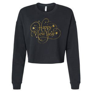 Happy New Years Golden Logo Cropped Pullover Crew