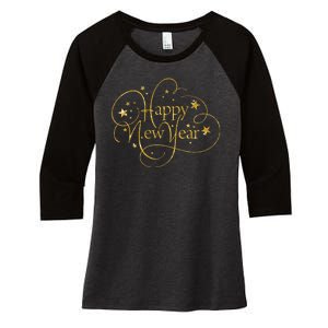 Happy New Years Golden Logo Women's Tri-Blend 3/4-Sleeve Raglan Shirt