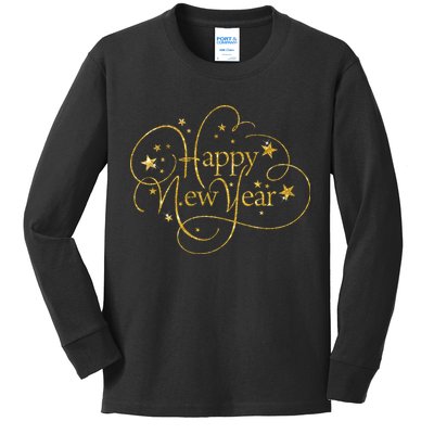 Happy New Years Golden Logo Kids Long Sleeve Shirt