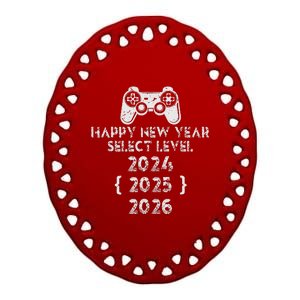 Happy New Year Select Level 2025 Gaming Gamer Ceramic Oval Ornament