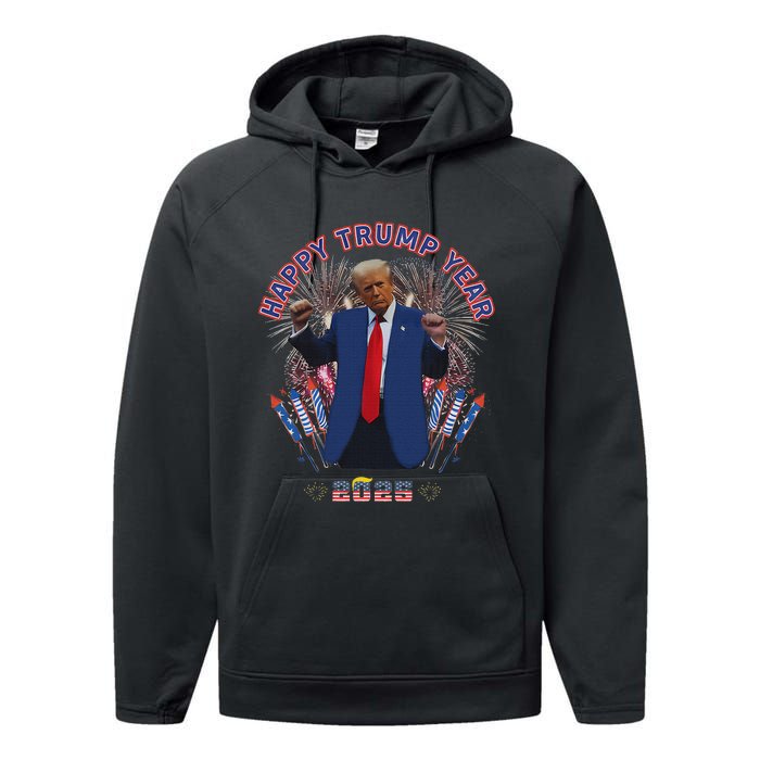 Happy New Year Party 2025 Trump 2024 Take America Back Performance Fleece Hoodie