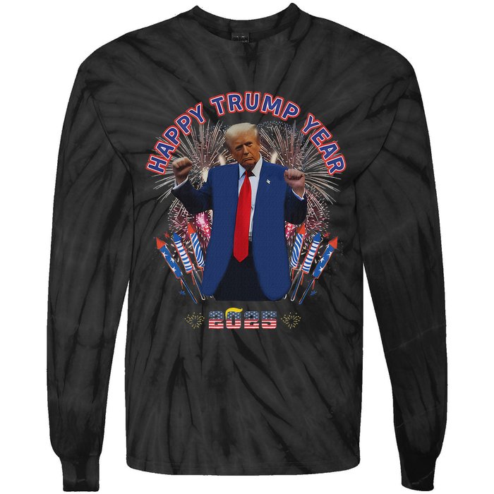 Happy New Year Party 2025 Trump 2024 Take America Back Tie-Dye Long Sleeve Shirt