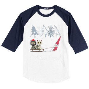 Happy New Year Funny Retro Gnome Cat Lover Christmas Russian Cute Gift Baseball Sleeve Shirt