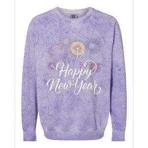 Happy New Year 2025 Fireworks New YearS Eve Party Countdown Colorblast Crewneck Sweatshirt