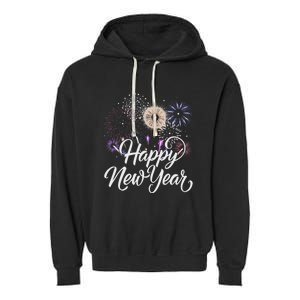 Happy New Year 2025 Fireworks New YearS Eve Party Countdown Garment-Dyed Fleece Hoodie