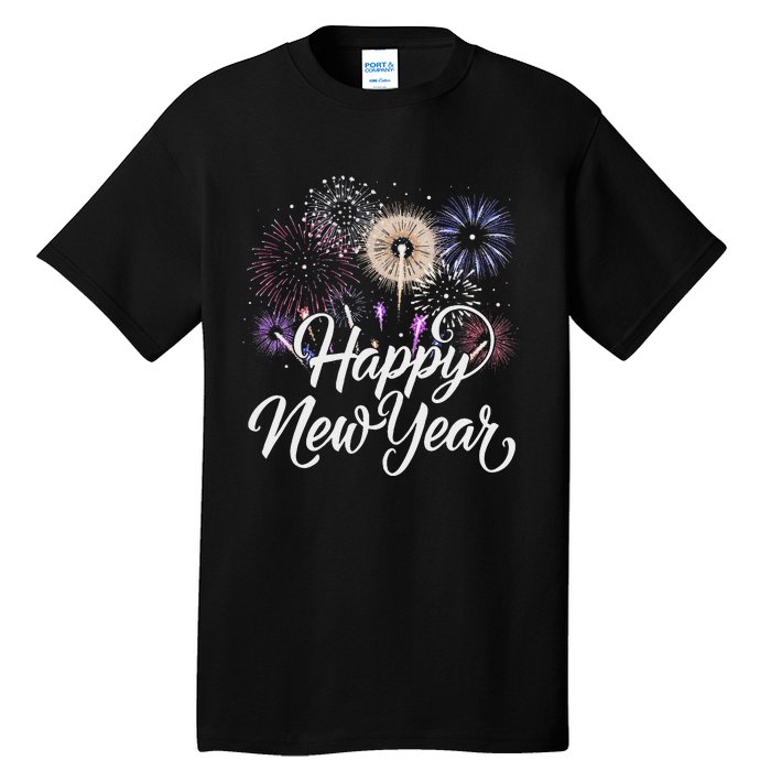 Happy New Year 2025 Fireworks New YearS Eve Party Countdown Tall T-Shirt