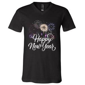 Happy New Year 2025 Fireworks New YearS Eve Party Countdown V-Neck T-Shirt