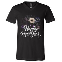 Happy New Year 2025 Fireworks New YearS Eve Party Countdown V-Neck T-Shirt