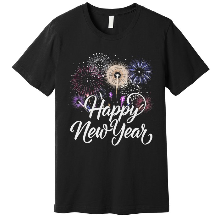 Happy New Year 2025 Fireworks New YearS Eve Party Countdown Premium T-Shirt