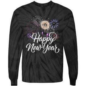 Happy New Year 2025 Fireworks New YearS Eve Party Countdown Tie-Dye Long Sleeve Shirt