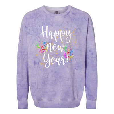 Happy New Year Day Eve Party Fireworks Confetti Costume Fun Gift Colorblast Crewneck Sweatshirt