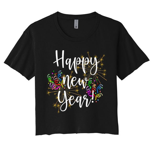Happy New Year Day Eve Party Fireworks Confetti Costume Fun Gift Women's Crop Top Tee