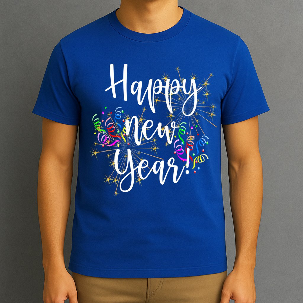 Happy New Year Day Eve Party Fireworks Confetti Costume Fun Gift T-Shirt