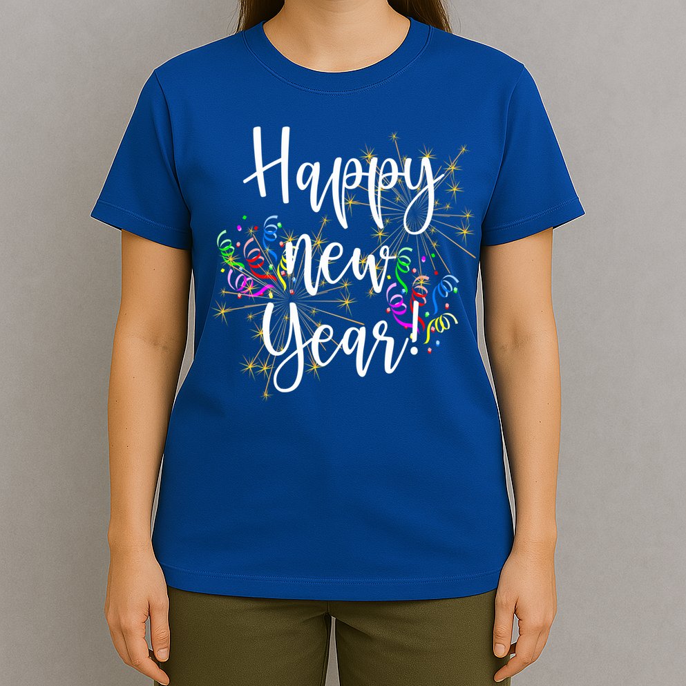Happy New Year Day Eve Party Fireworks Confetti Costume Fun Gift T-Shirt