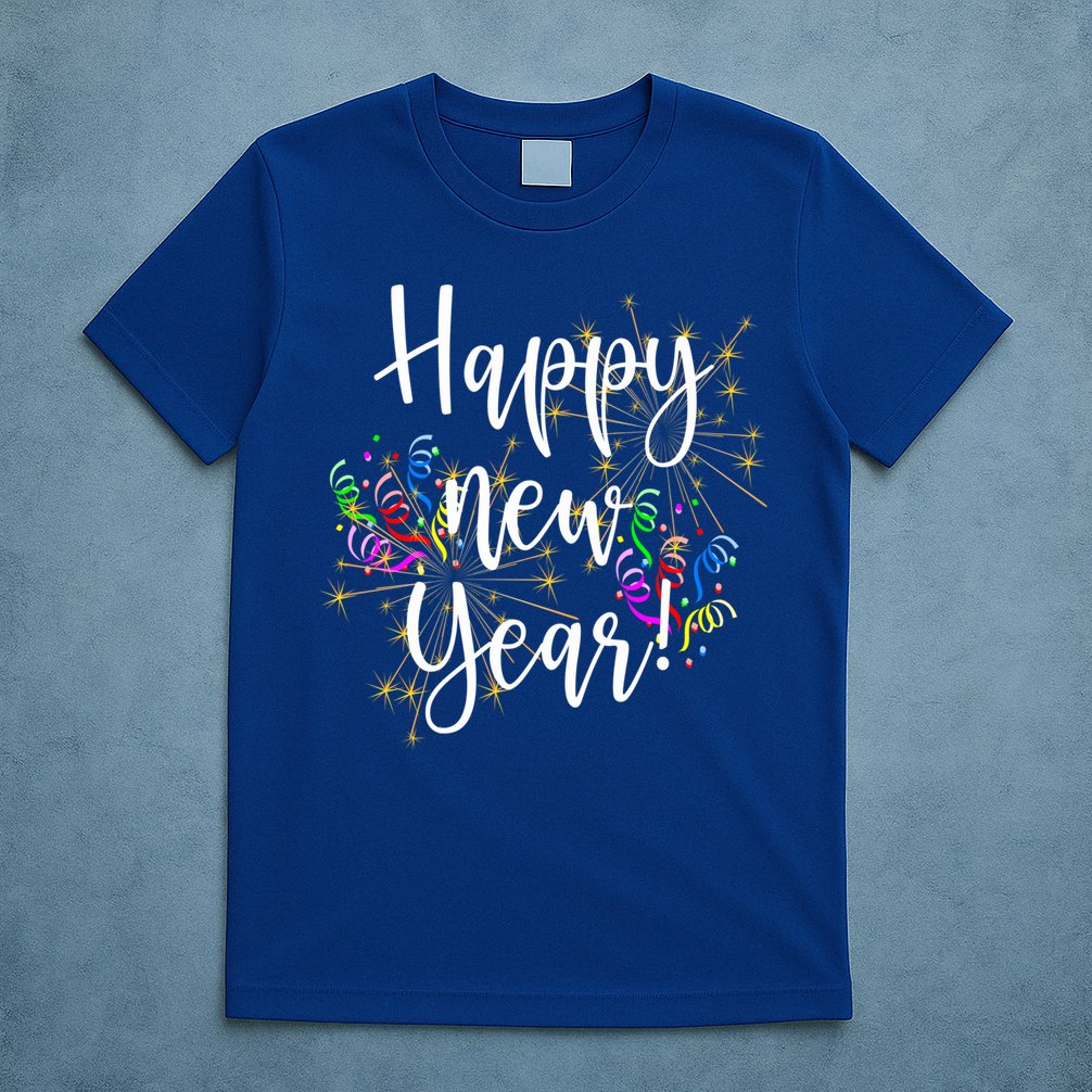 Happy New Year Day Eve Party Fireworks Confetti Costume Fun Gift T-Shirt