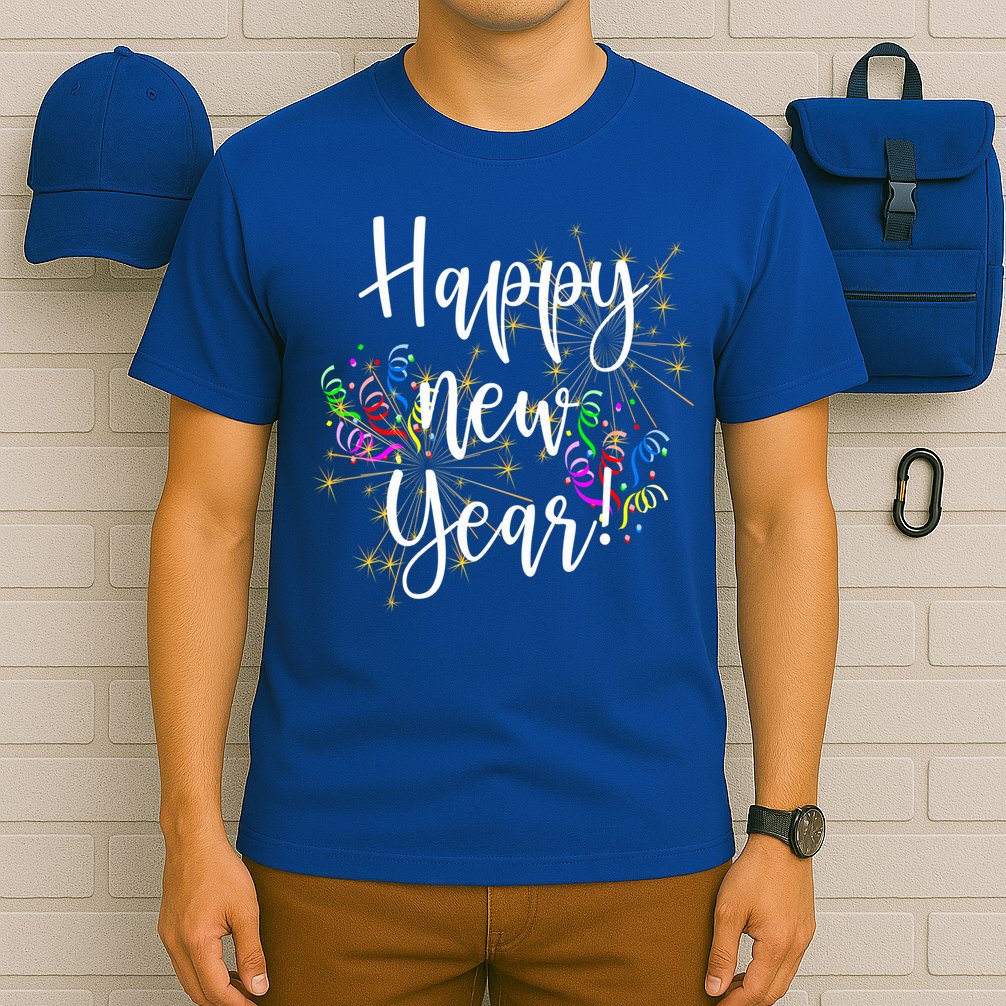 Happy New Year Day Eve Party Fireworks Confetti Costume Fun Gift T-Shirt