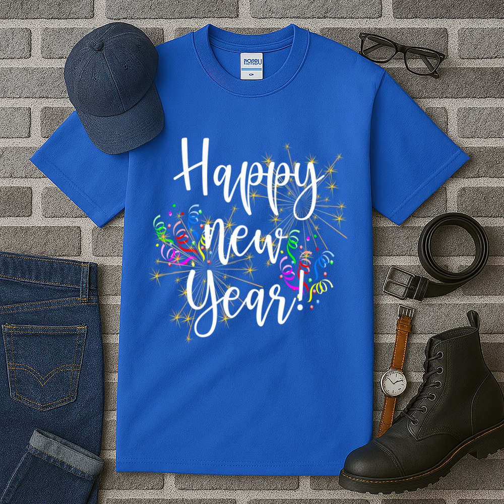Happy New Year Day Eve Party Fireworks Confetti Costume Fun Gift Tall T-Shirt