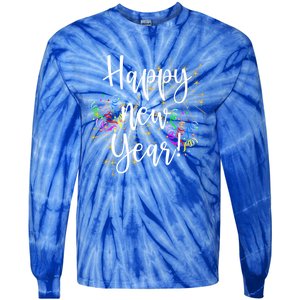 Happy New Year Day Eve Party Fireworks Confetti Costume Fun Gift Tie-Dye Long Sleeve Shirt