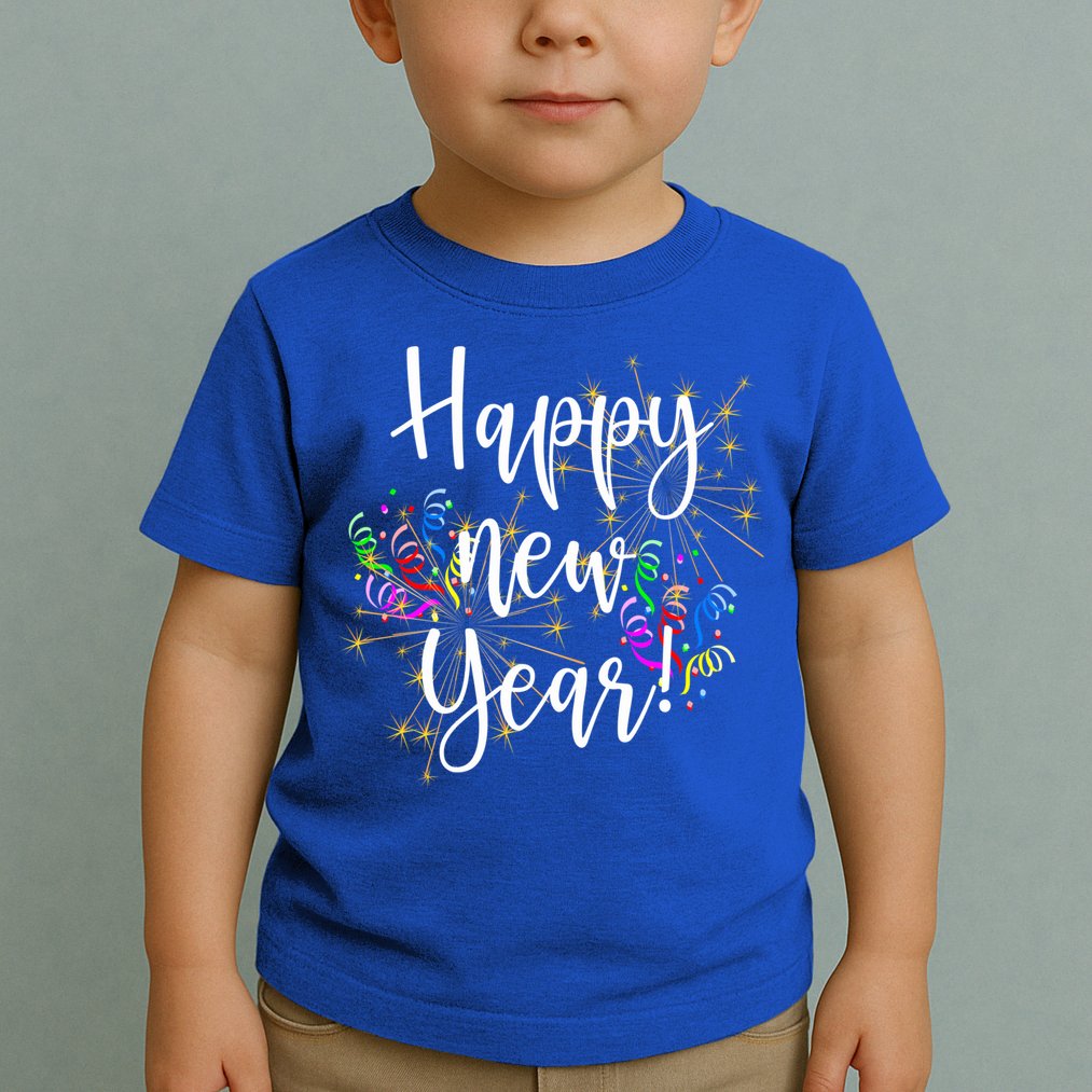 Happy New Year Day Eve Party Fireworks Confetti Costume Fun Gift Toddler T-Shirt