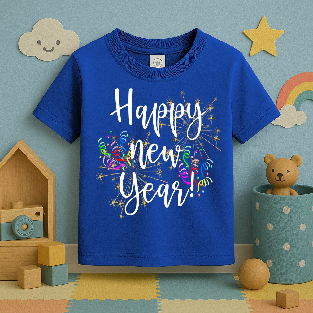Happy New Year Day Eve Party Fireworks Confetti Costume Fun Gift Toddler T-Shirt