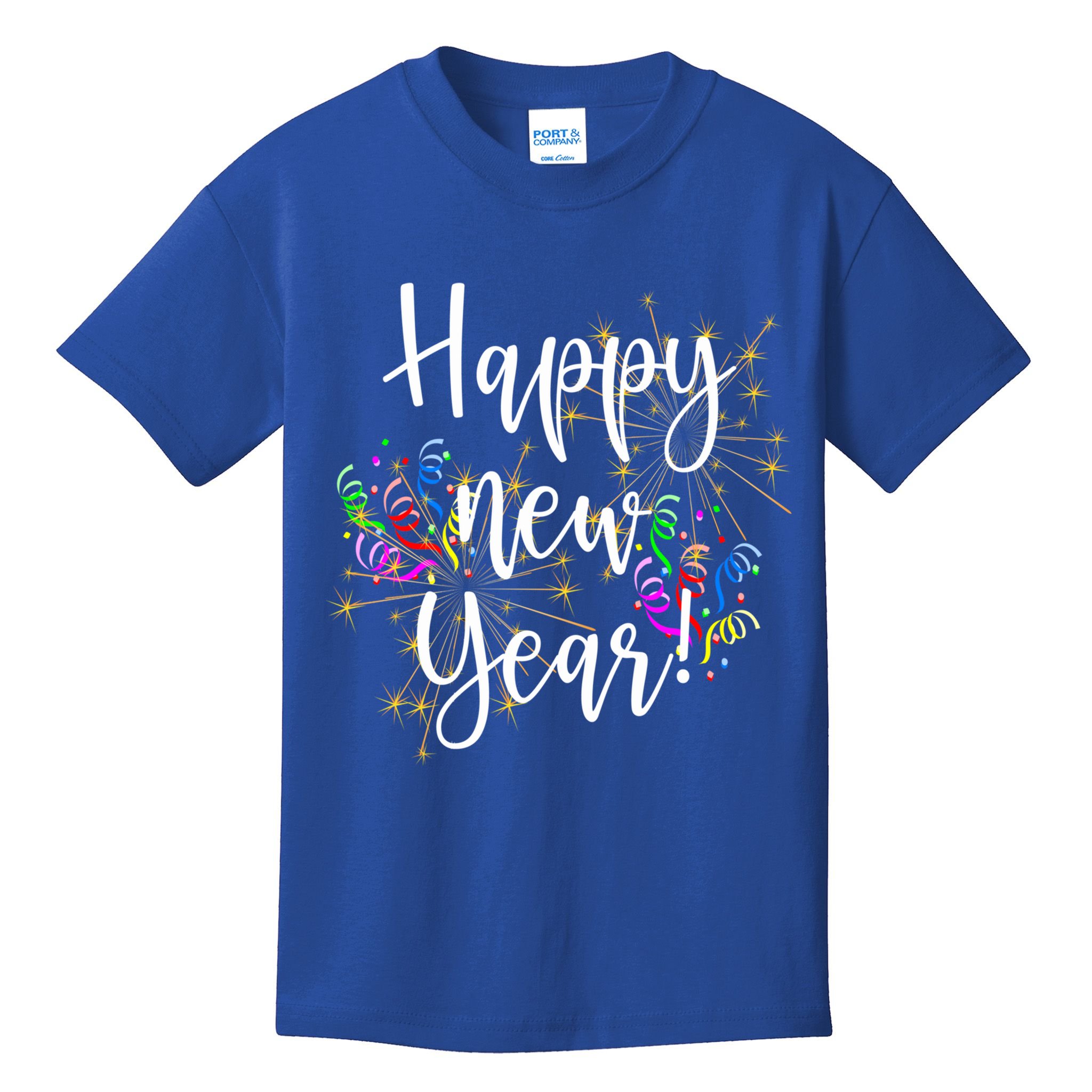 Happy New Year Day Eve Party Fireworks Confetti Costume Fun Gift Kids T-Shirt