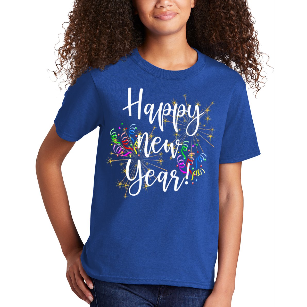Happy New Year Day Eve Party Fireworks Confetti Costume Fun Gift Kids T-Shirt