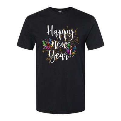 Happy New Year Day Eve Party Fireworks Confetti Costume Fun Gift Softstyle CVC T-Shirt