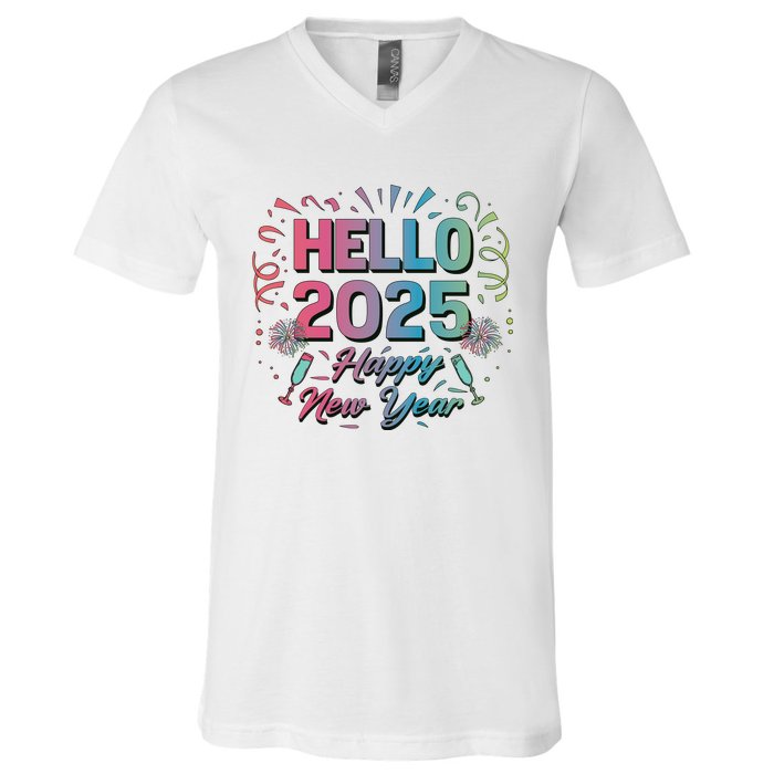 Happy New Year 2025 New Year Party Matching Family V-Neck T-Shirt