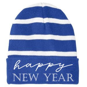 Happy New Year Happy New Year Cute Gift Striped Beanie with Solid Band