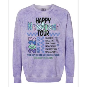 Happy New Year 2025 Funny Matching Group Family Team Colorblast Crewneck Sweatshirt