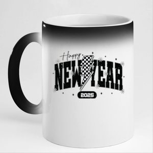 Happy New Year 2025 Funny Matching Group Family Team 11oz Black Color Changing Mug