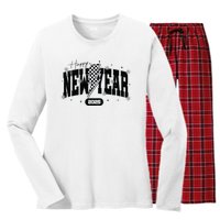 Happy New Year 2025 Funny Matching Group Family Team Women's Long Sleeve Flannel Pajama Set 